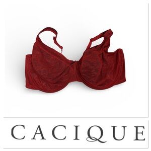 Cacique red modern lace full coverage  bra size 42F